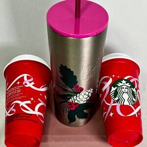Starbucks 2021 Holiday Tumber Stainless Steel 24 Fl.Oz.  EUC. Venti Size